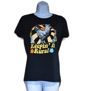 Womens Chicken Shirt Size Small Black Short Sleeve T-Shirt